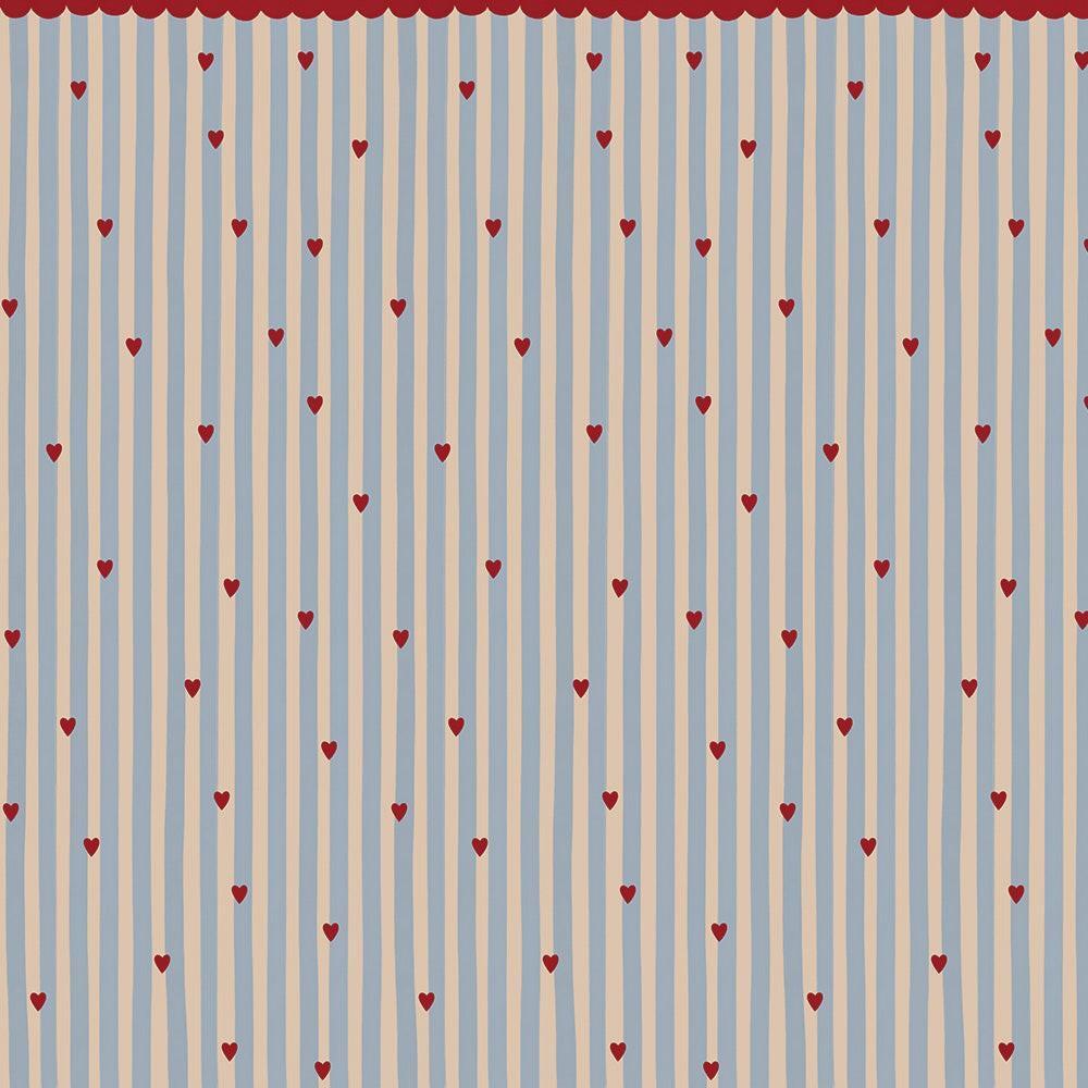French Hearts Stripes Wallpaper