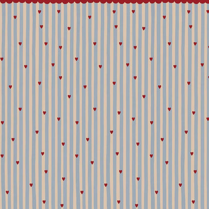 French Hearts Stripes Wallpaper