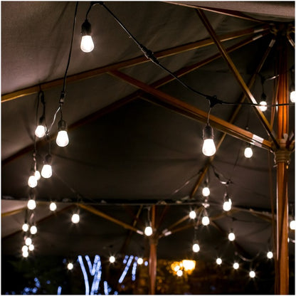 Valoketjusetti MIMOSA2 20m & 20kpl 1W 2700K E27 LED-polttimoa, IP44 ulkokäyttöön sopiva