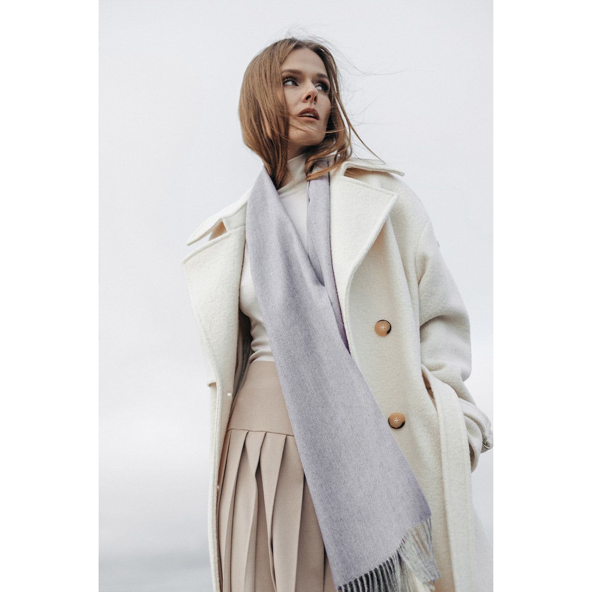 Natural Baby Alpaca Wool Scarf – Exclusive Fishbone