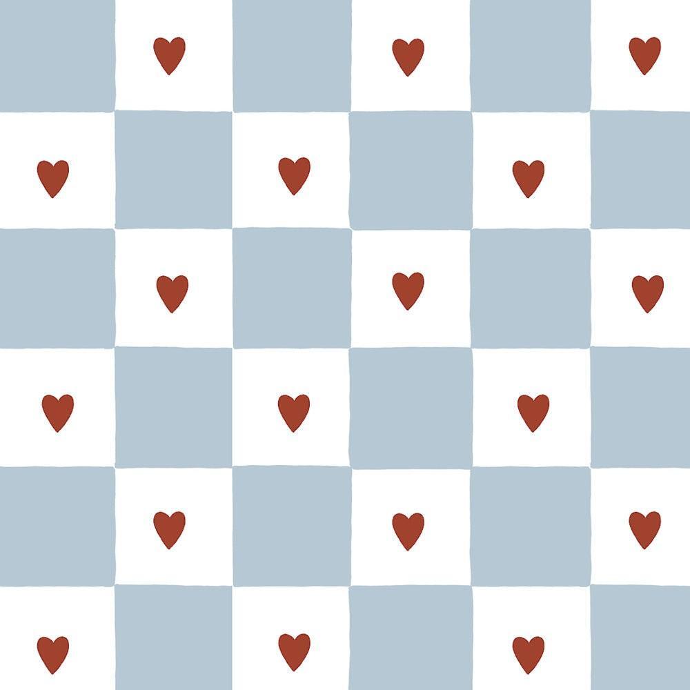 French Hearts Check Wallpaper