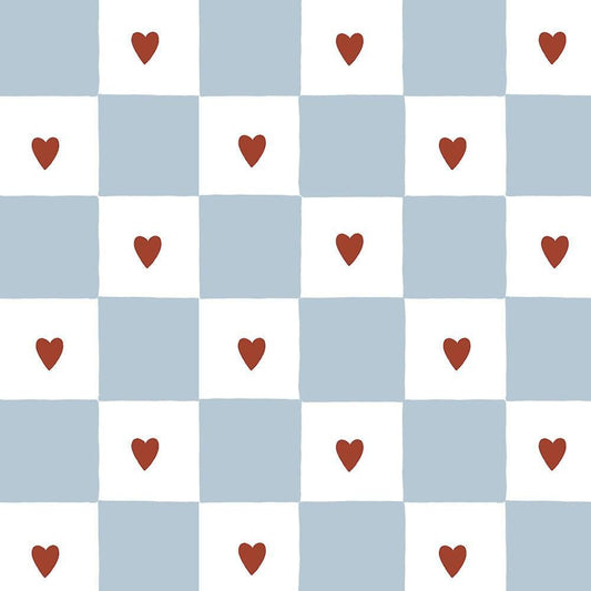 French Hearts Check Wallpaper