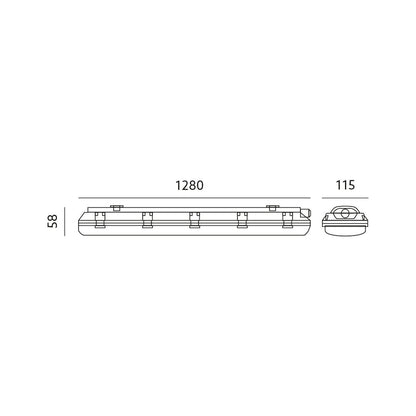 LED-loisteputkivalaisin - HERMETIC 2x120cm IP65