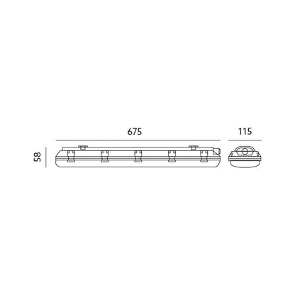 LED-loisteputkivalaisin - HERMETIC 2x60cm IP65