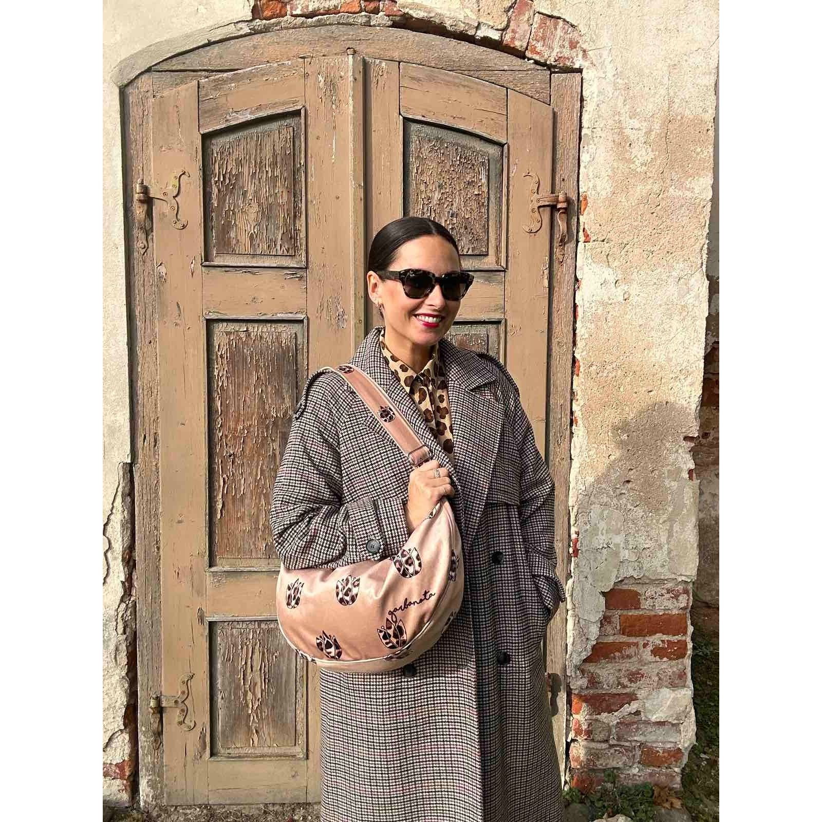 Hobo Bag - Brown Leopard Tulips