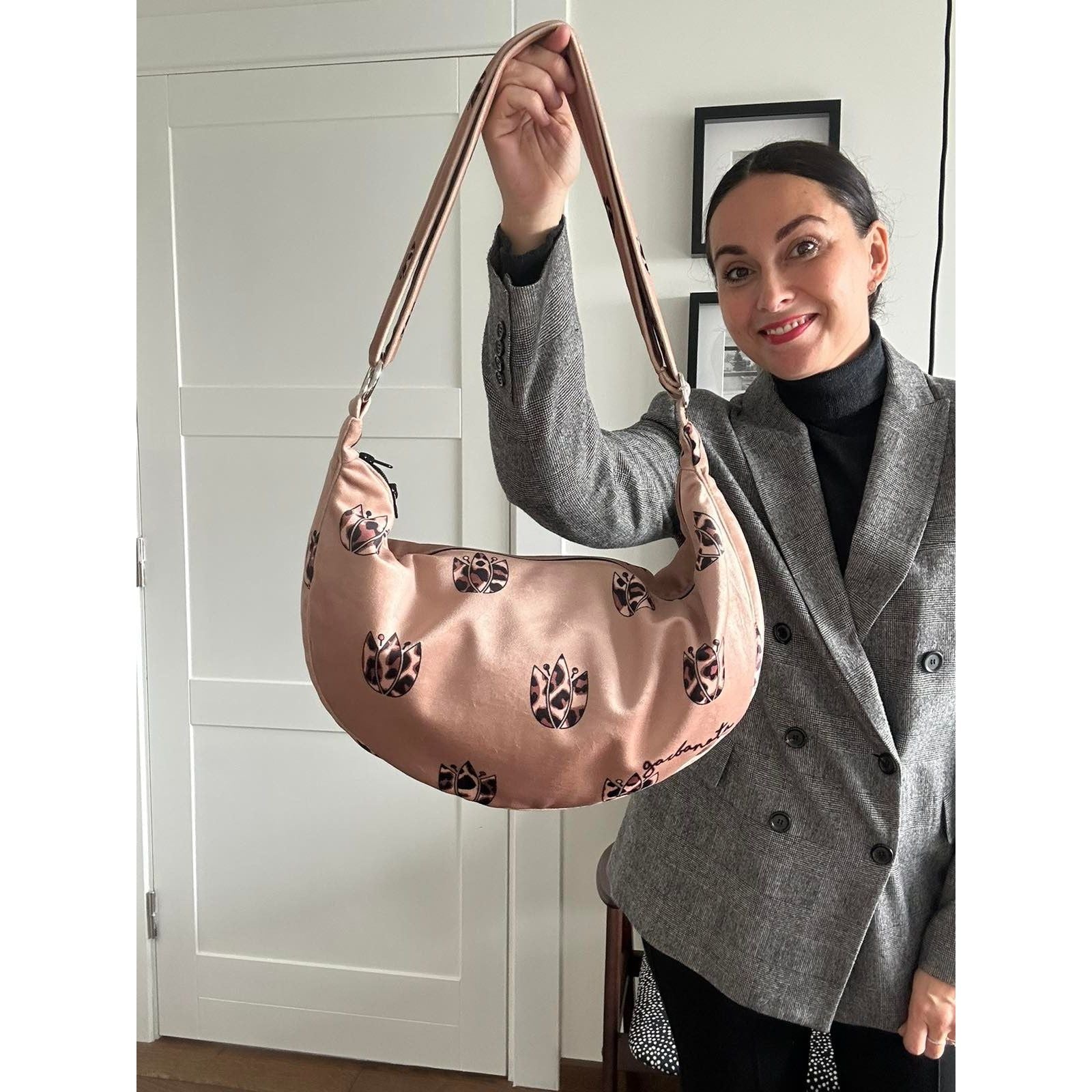 Hobo Bag - Brown Leopard Tulips