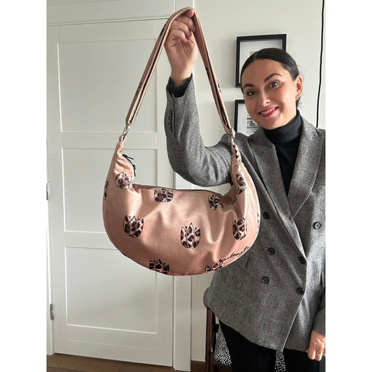 Hobo Bag - Brown Leopard Tulips