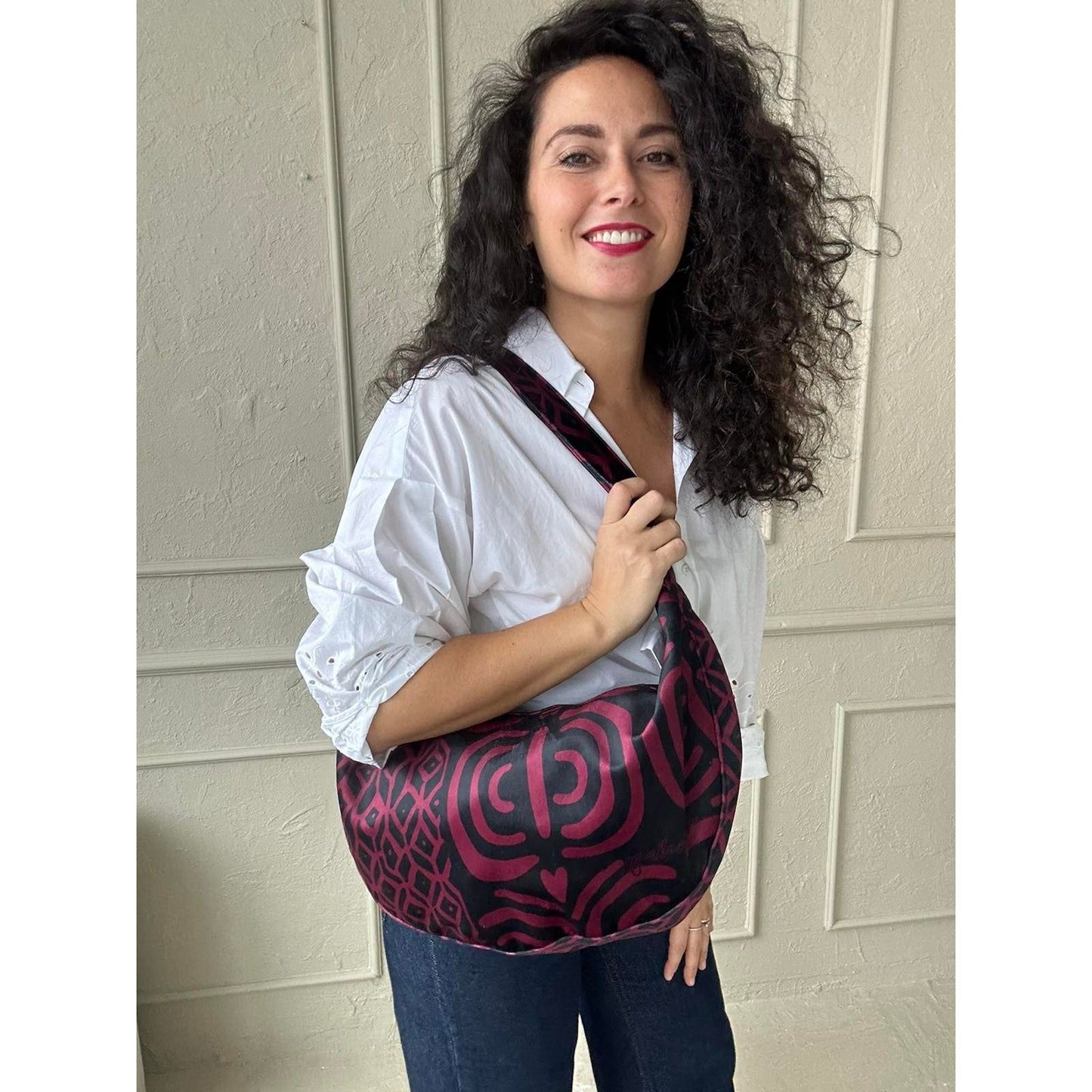 Hobo Bag - Burgundy Pattern