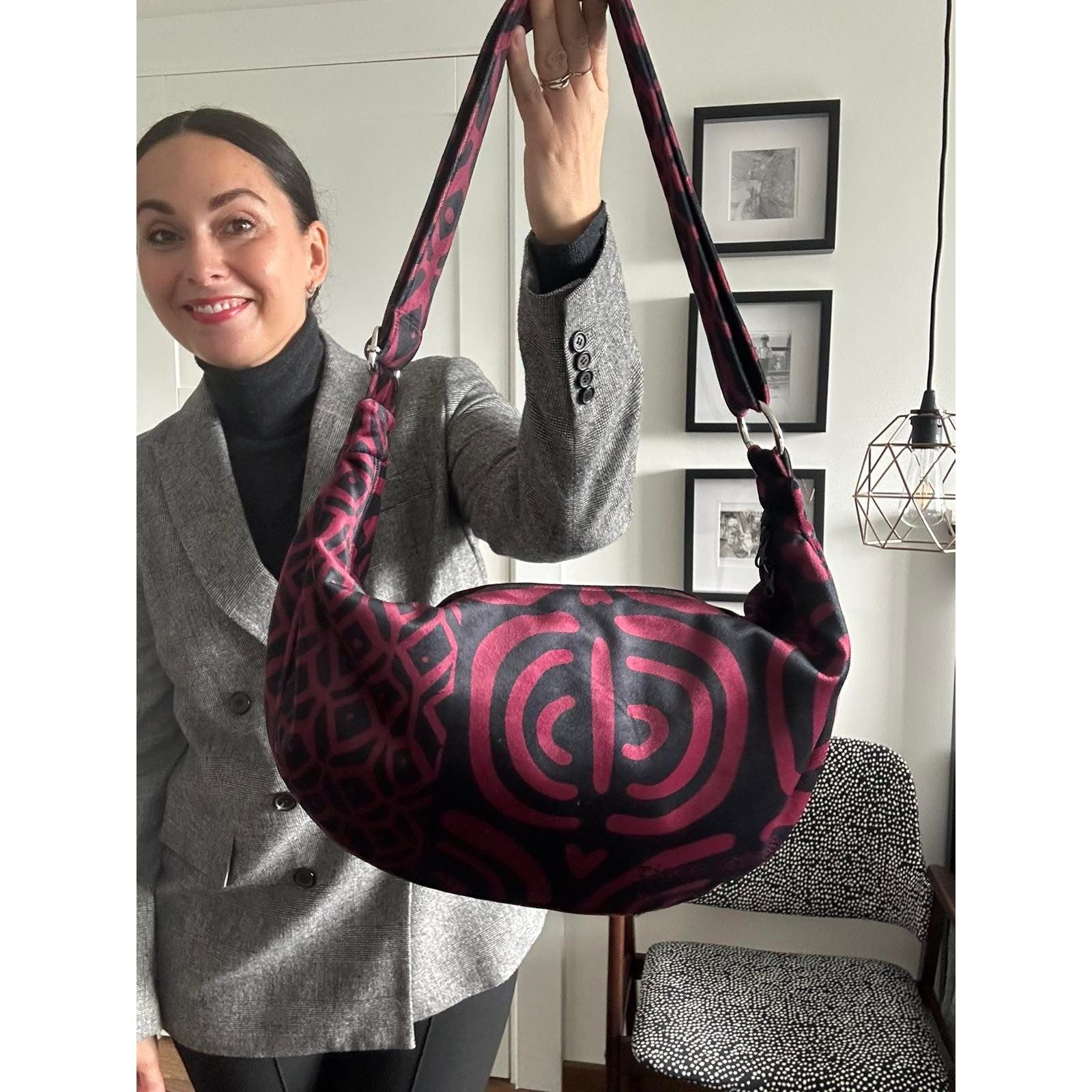 Hobo Bag - Burgundy Pattern