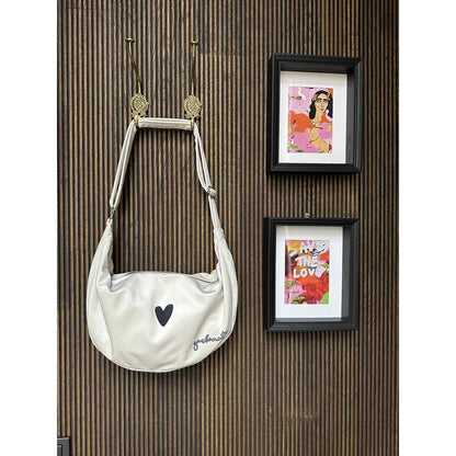 Hobo Bag Heart - White