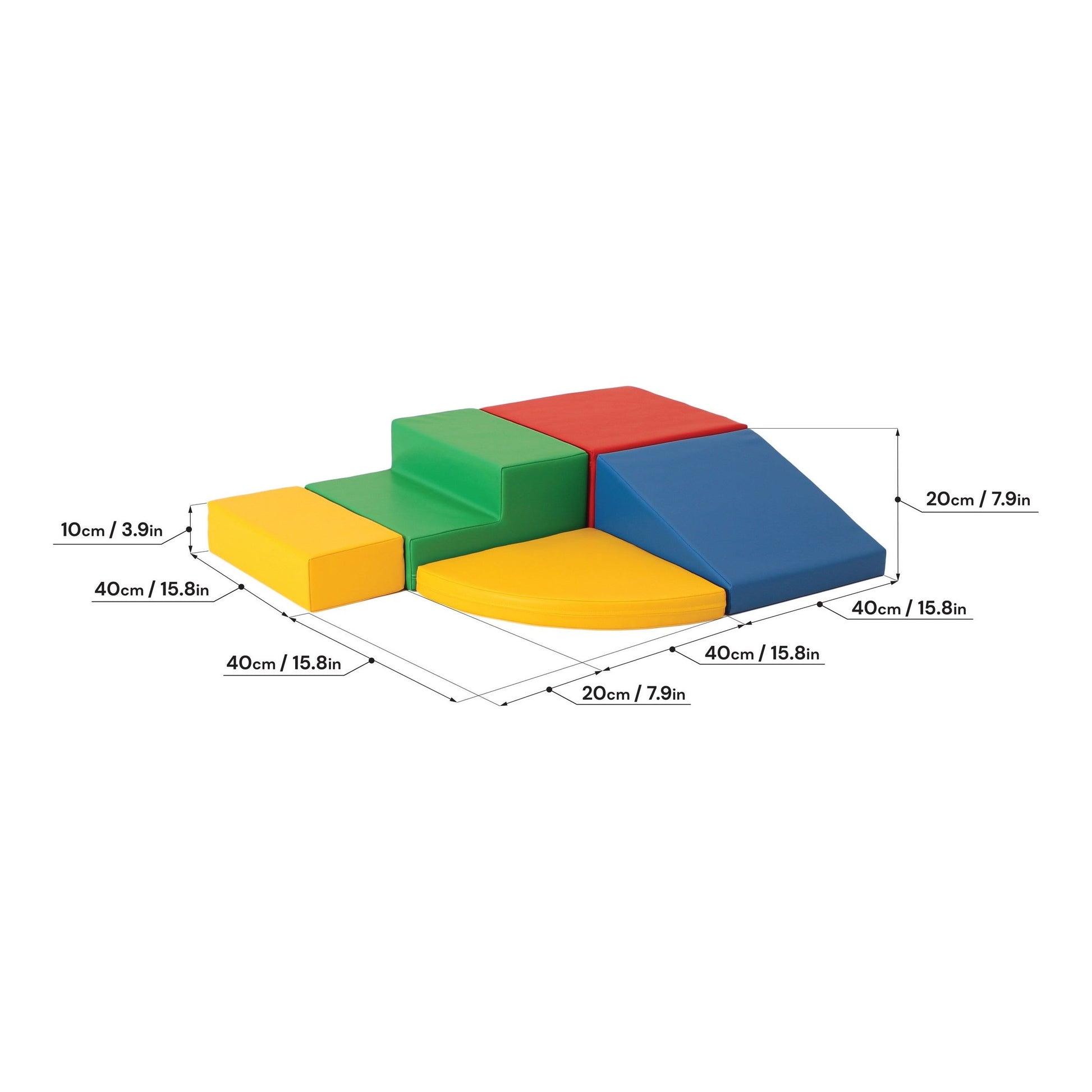 Soft Play 5 Foam Block Set - Multi Color Corner Climber