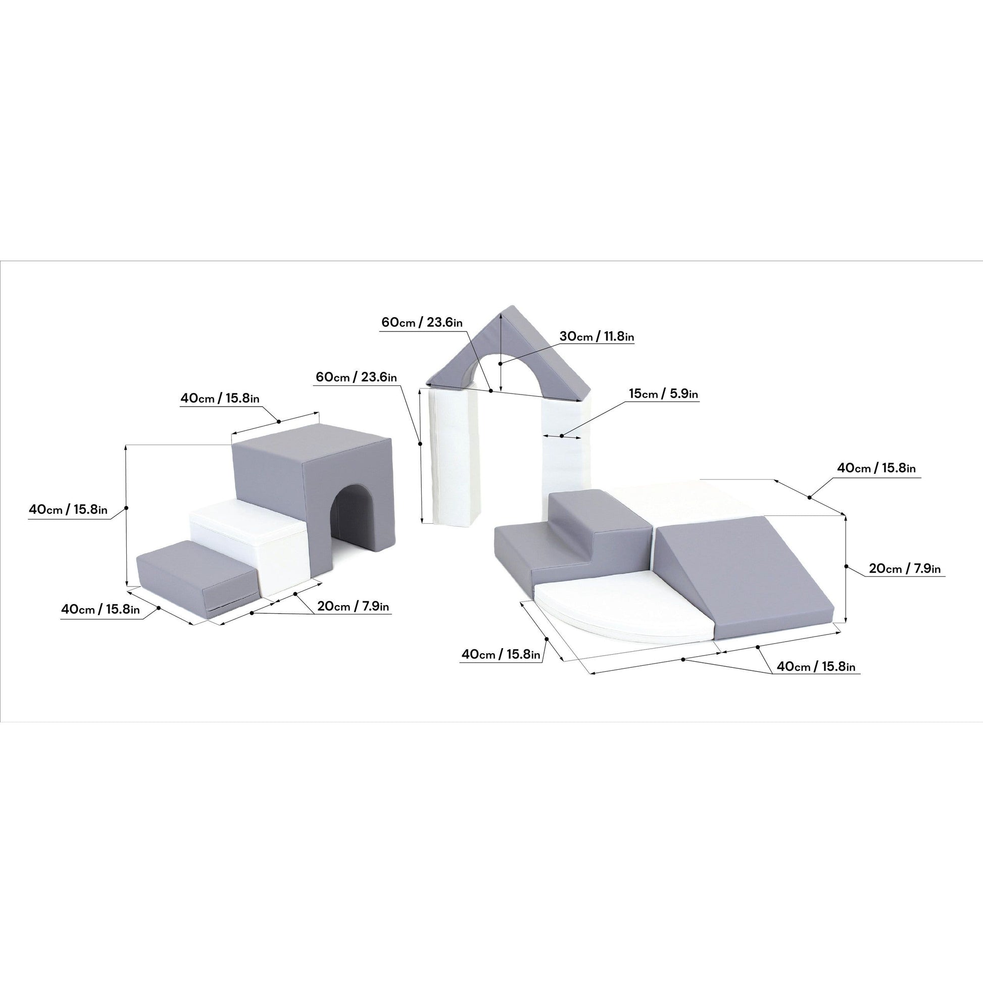 Soft Play 10 Foam Block Set - Grey & White Creativity