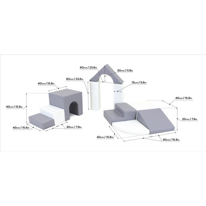 Soft Play 10 Foam Block Set - Grey & White Creativity