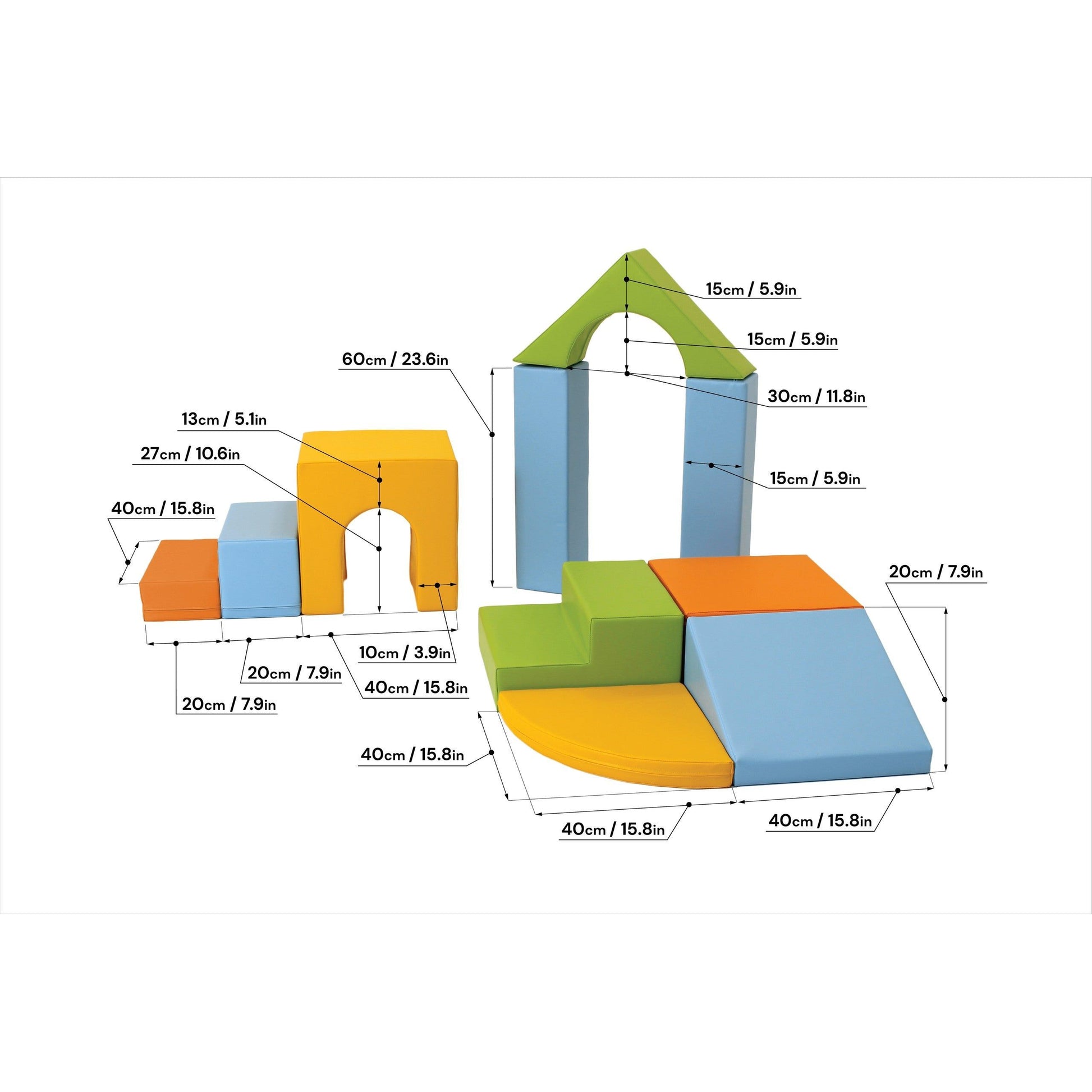 Soft Play 10 Foam Block Set - Light Multicolor Creativity