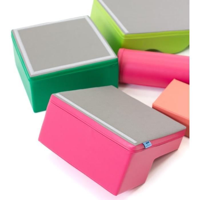 Soft Play 6 Foam Block Set - Pink & Green Explorer