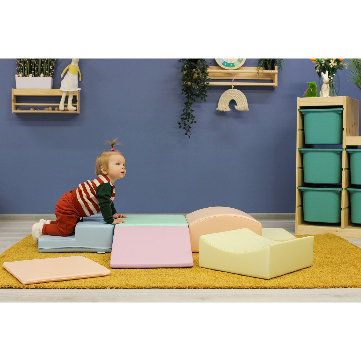 Soft Play 7 Foam Block Set - Light Pastel Little Crawler