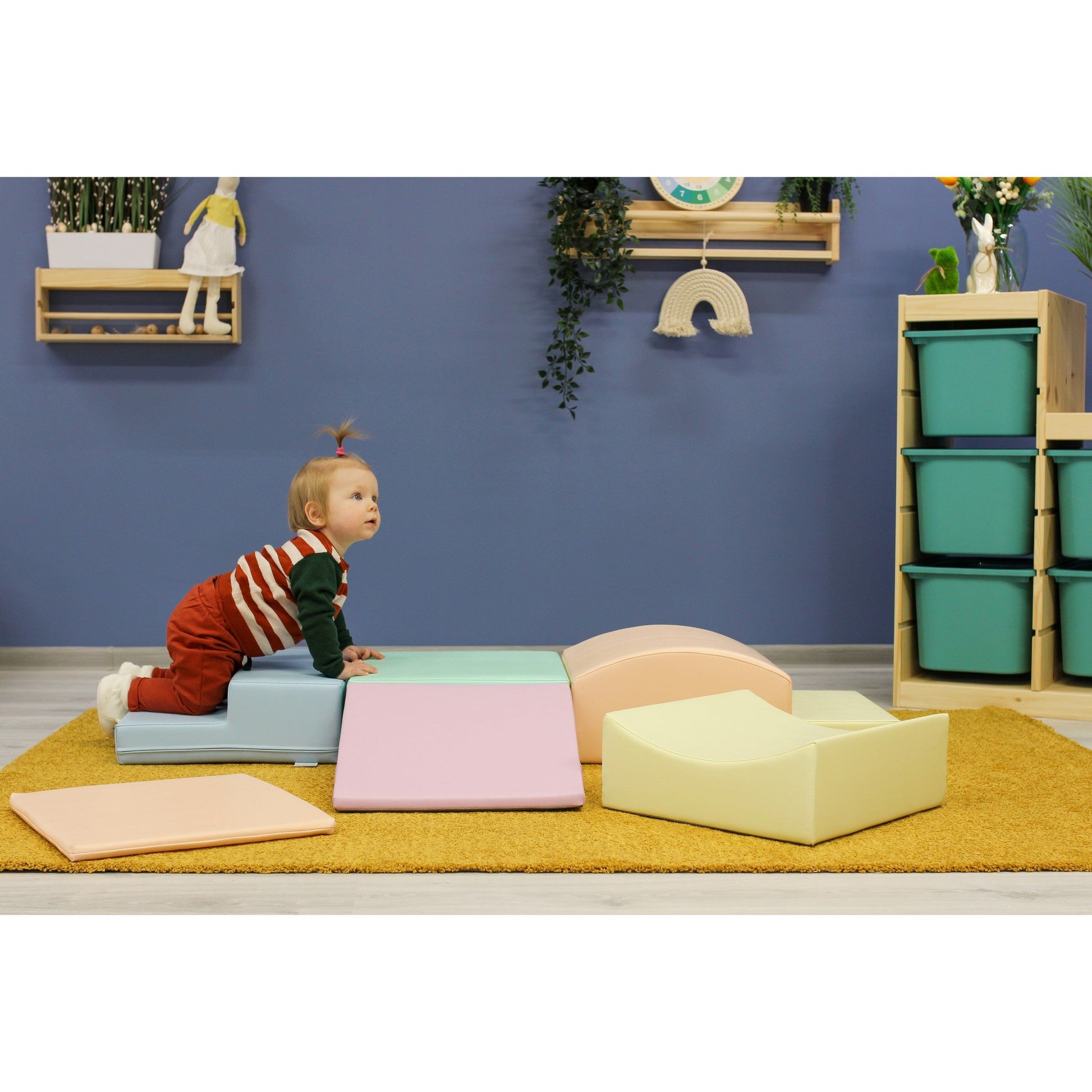Soft Play 7 Foam Block Set - Light Pastel Little Crawler