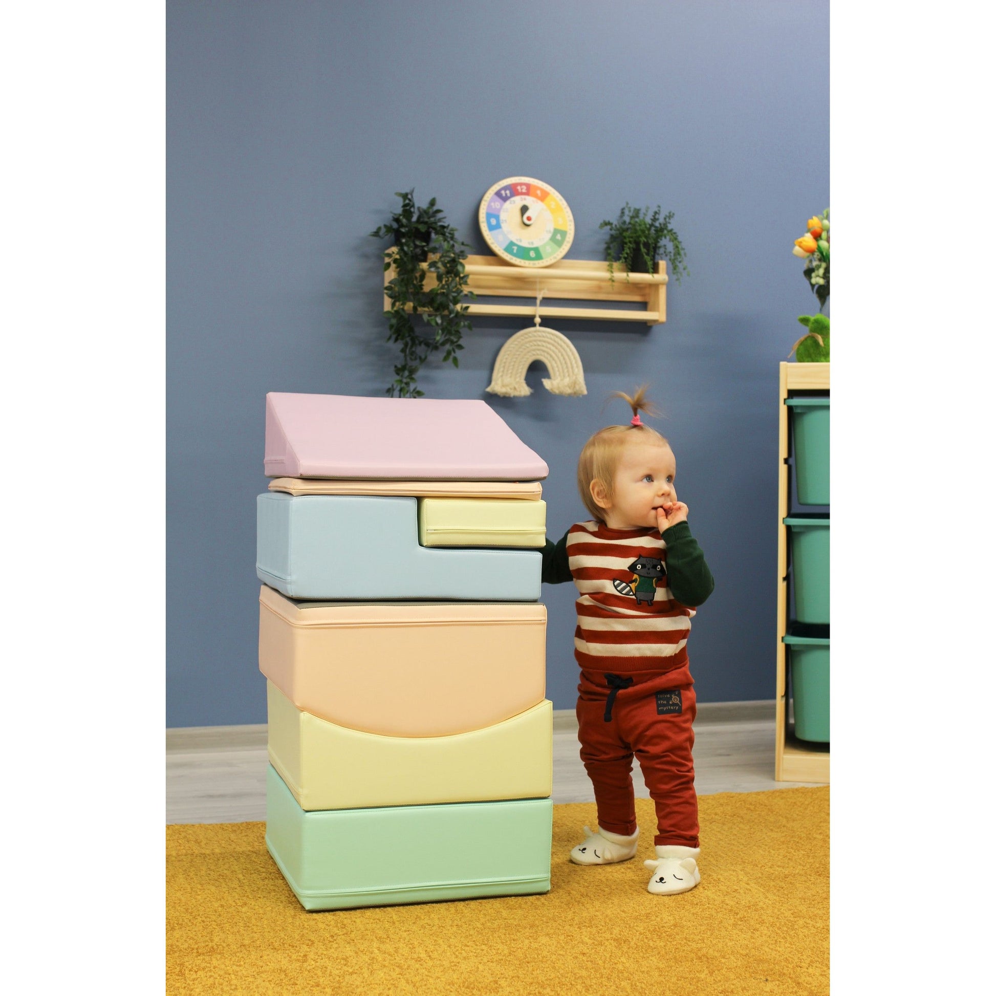 Soft Play 7 Foam Block Set - Light Pastel Little Crawler