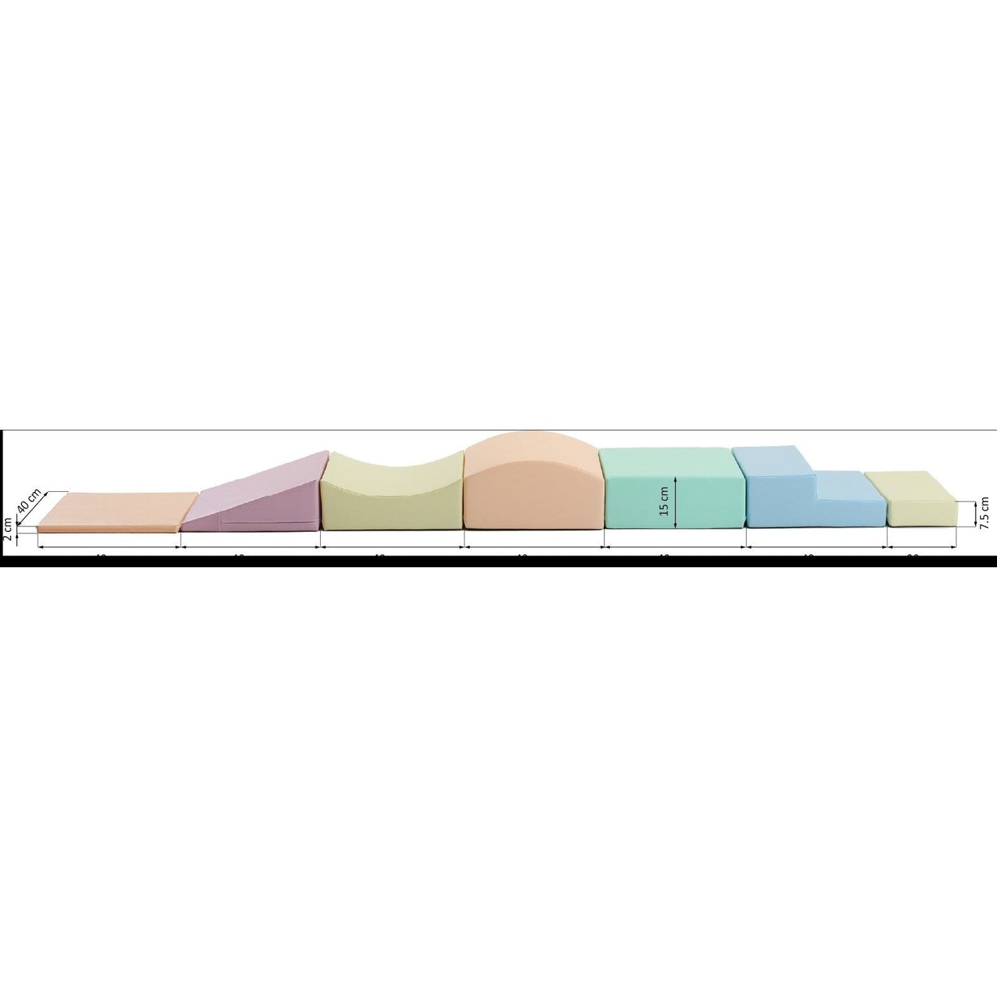Soft Play 7 Foam Block Set - Light Pastel Little Crawler
