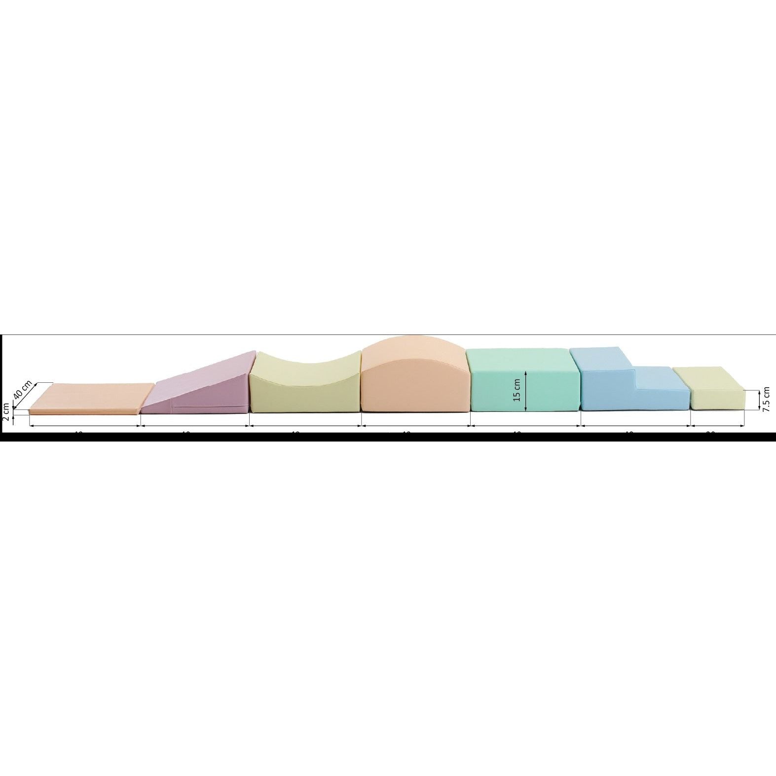 Soft Play 7 Foam Block Set - Light Pastel Little Crawler
