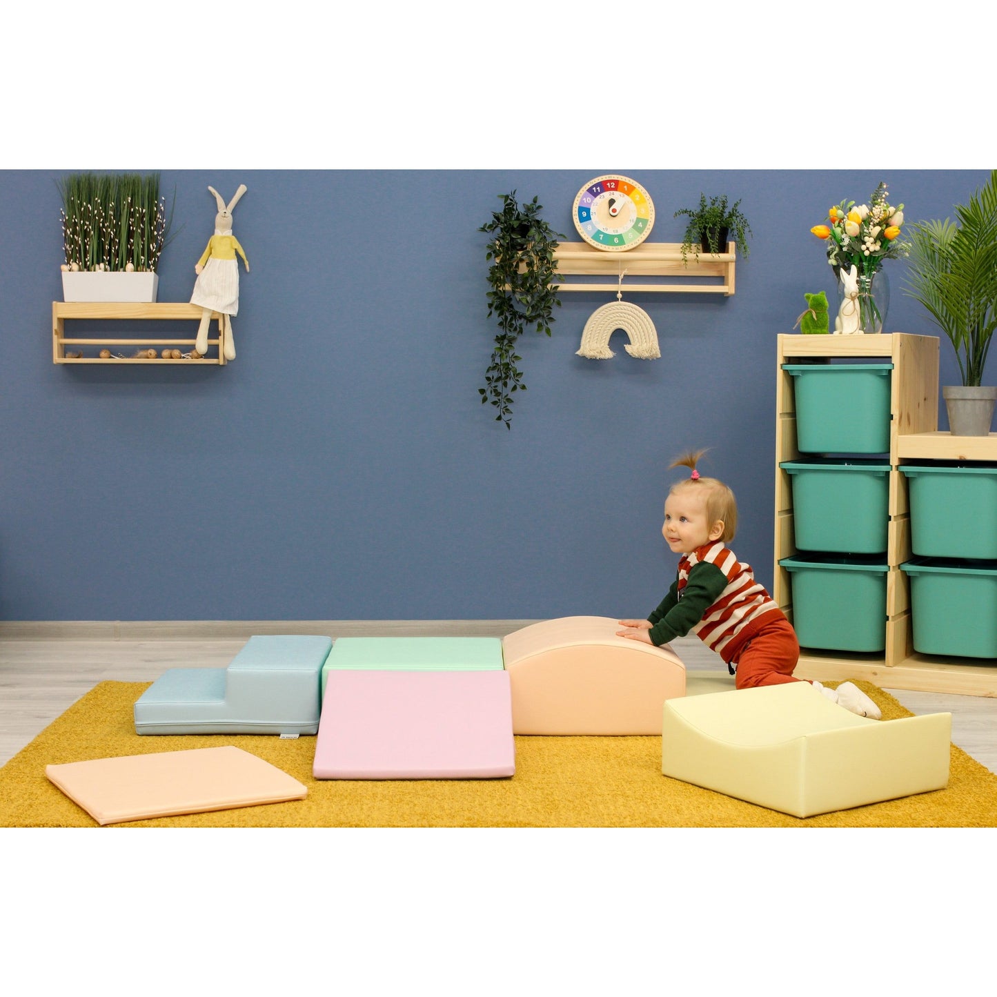 Soft Play 7 Foam Block Set - Light Pastel Little Crawler