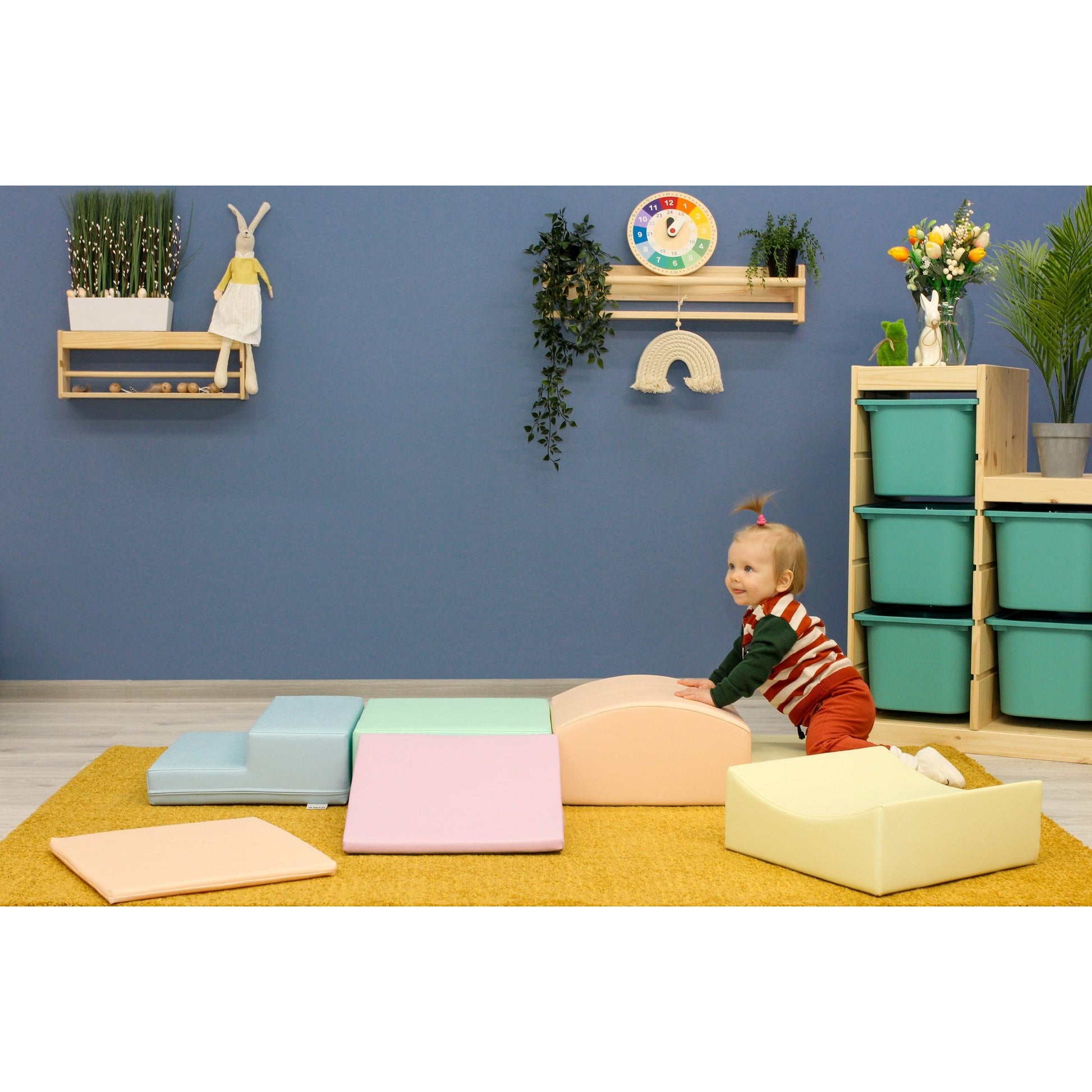 Soft Play 7 Foam Block Set - Light Pastel Little Crawler