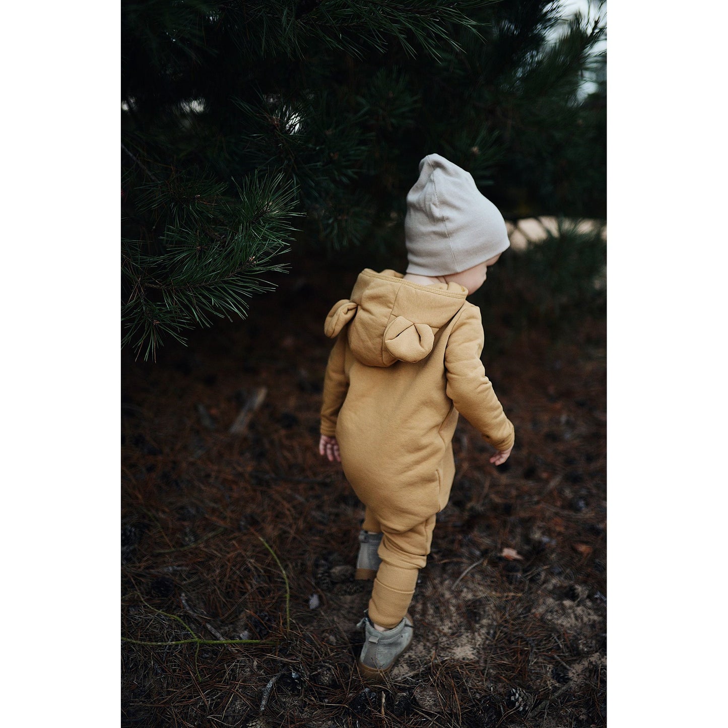 Eared Jumpsuit for Babies and Kids - Mustard