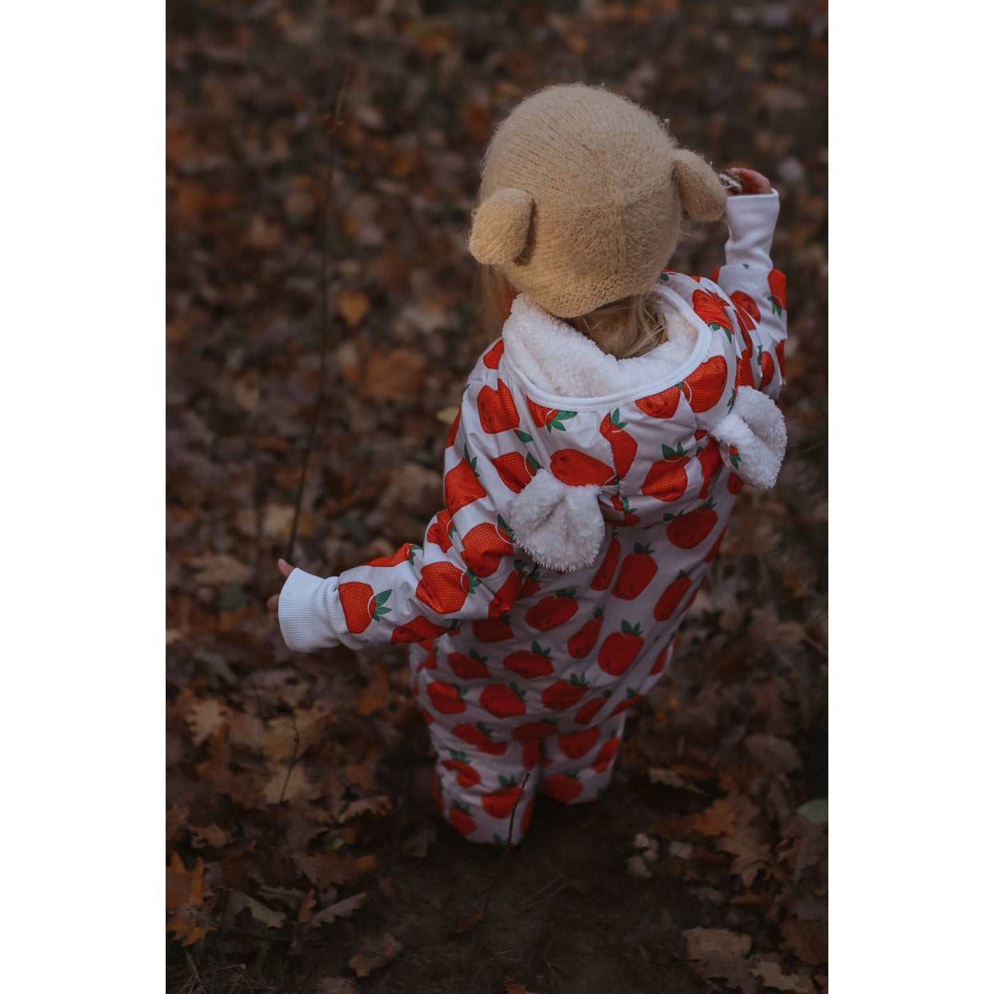 Winter Jumpsuit with Teddy Lining for Babies and Kids - Strawberries