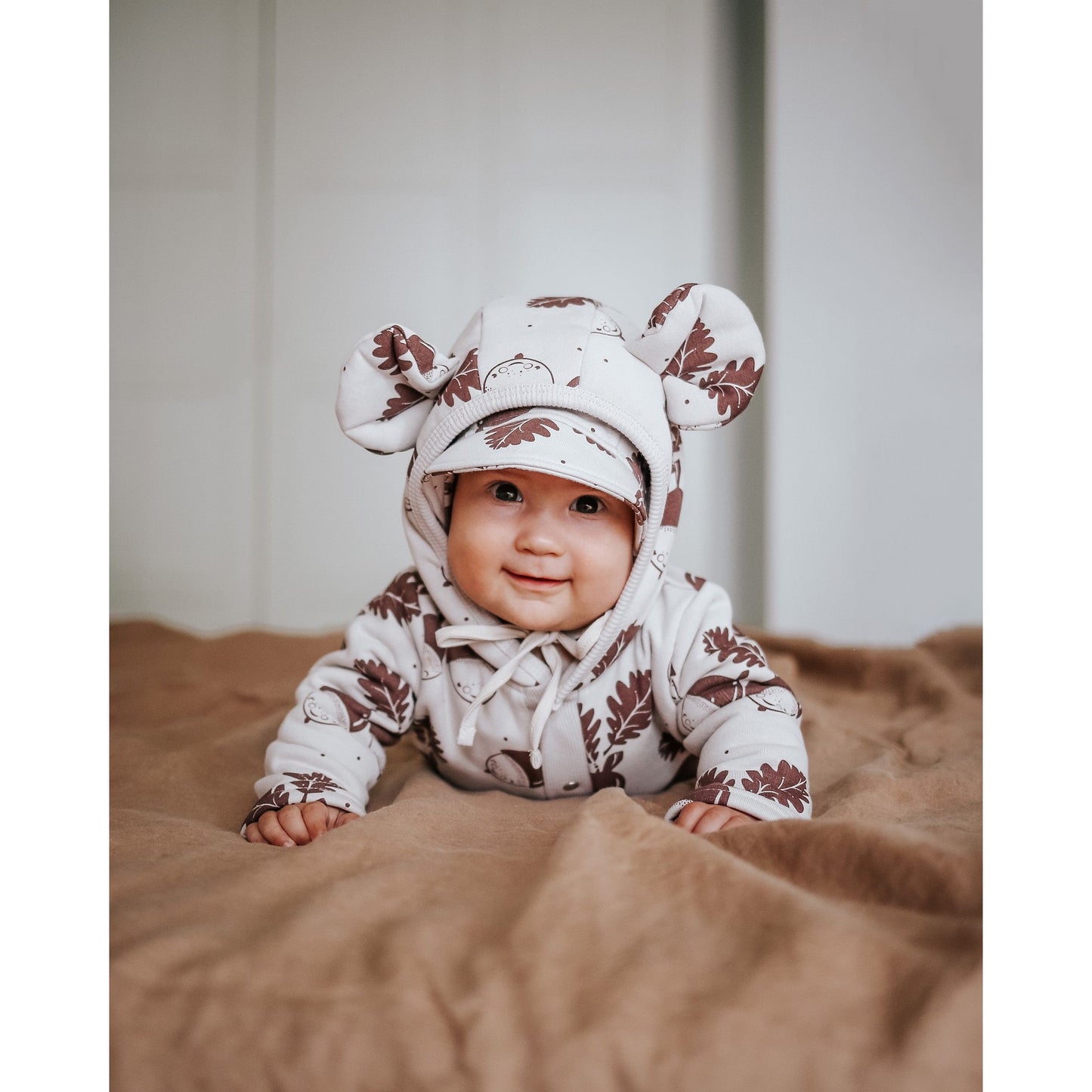 Eared Jumpsuit for Babies and Kids - Acorns on Sand