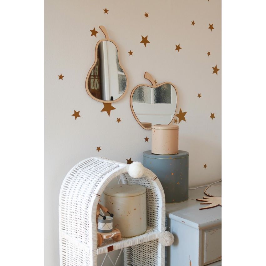 Kids Room Apple Mirror – Child-Friendly Acrylic & Wood