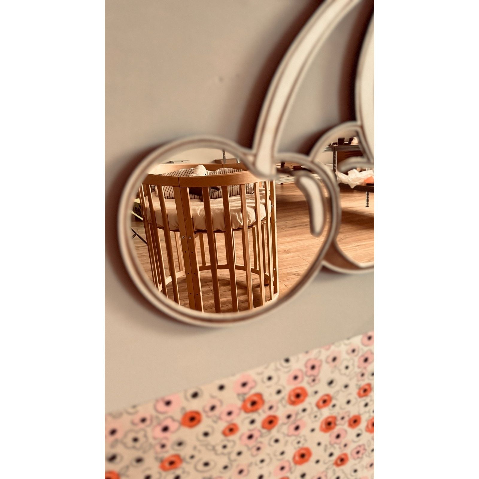 Kids Room Cherry Mirror – Child-Friendly Acrylic & Wood