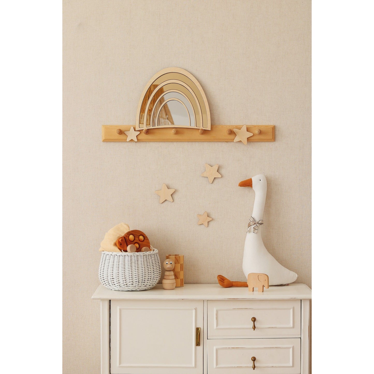 Kids Room Rainbow Mirror – Child-Friendly Acrylic & Wood