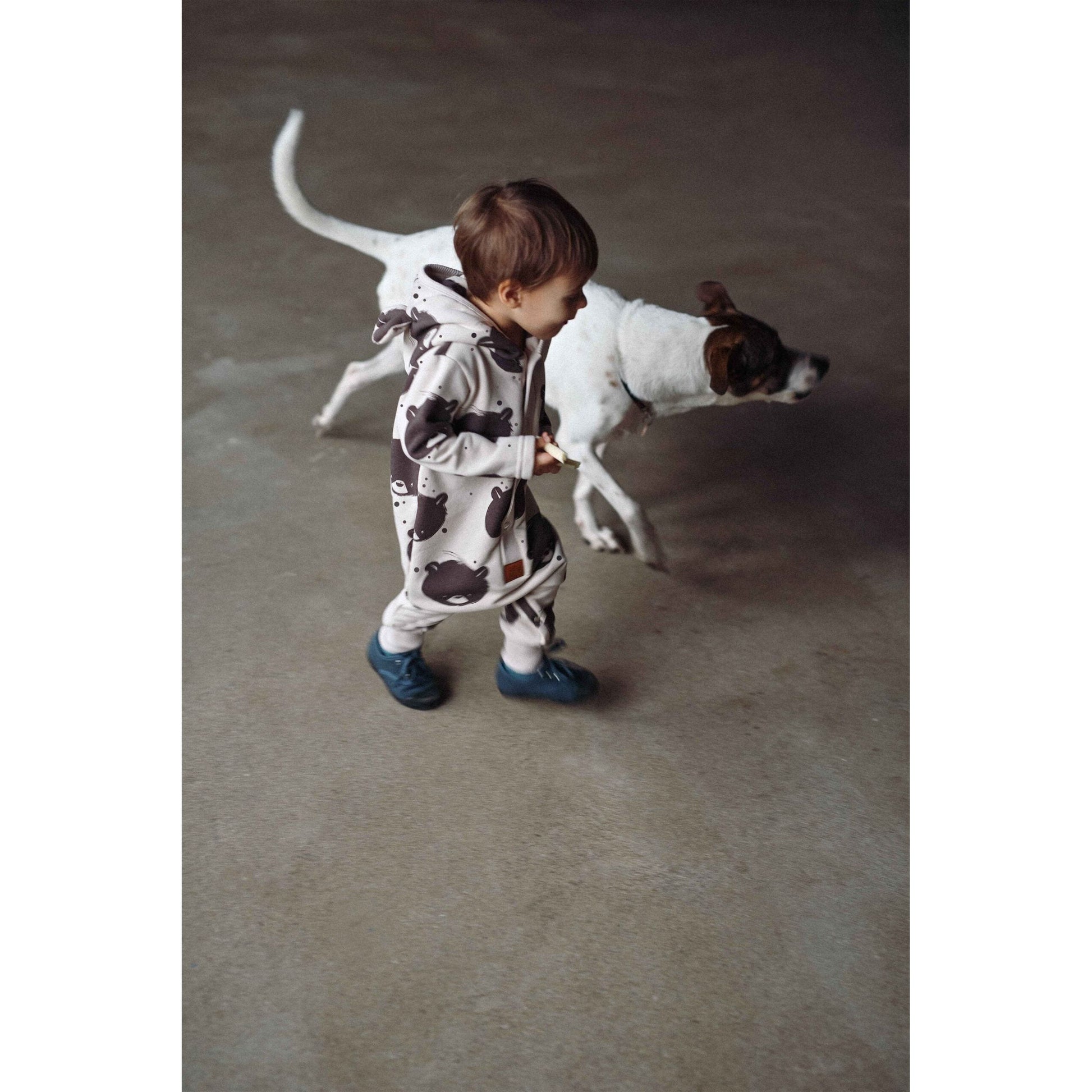 Eared Jumpsuit for Babies and Kids - Beige Bear