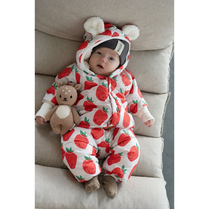 Winter Jumpsuit with Teddy Lining for Babies and Kids - Strawberries
