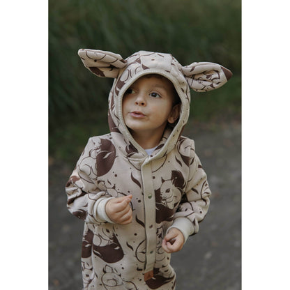 Eared Jumpsuit for Babies and Kids - Beige Squirrel