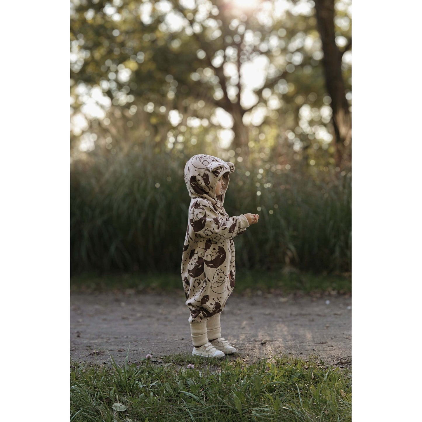 Eared Jumpsuit for Babies and Kids - Beige Squirrel