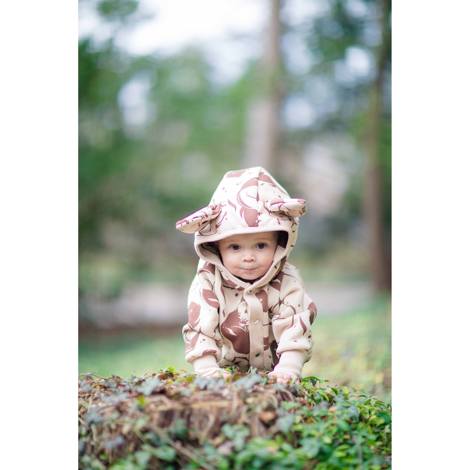 Eared Jumpsuit for Babies and Kids - Beige Squirrel