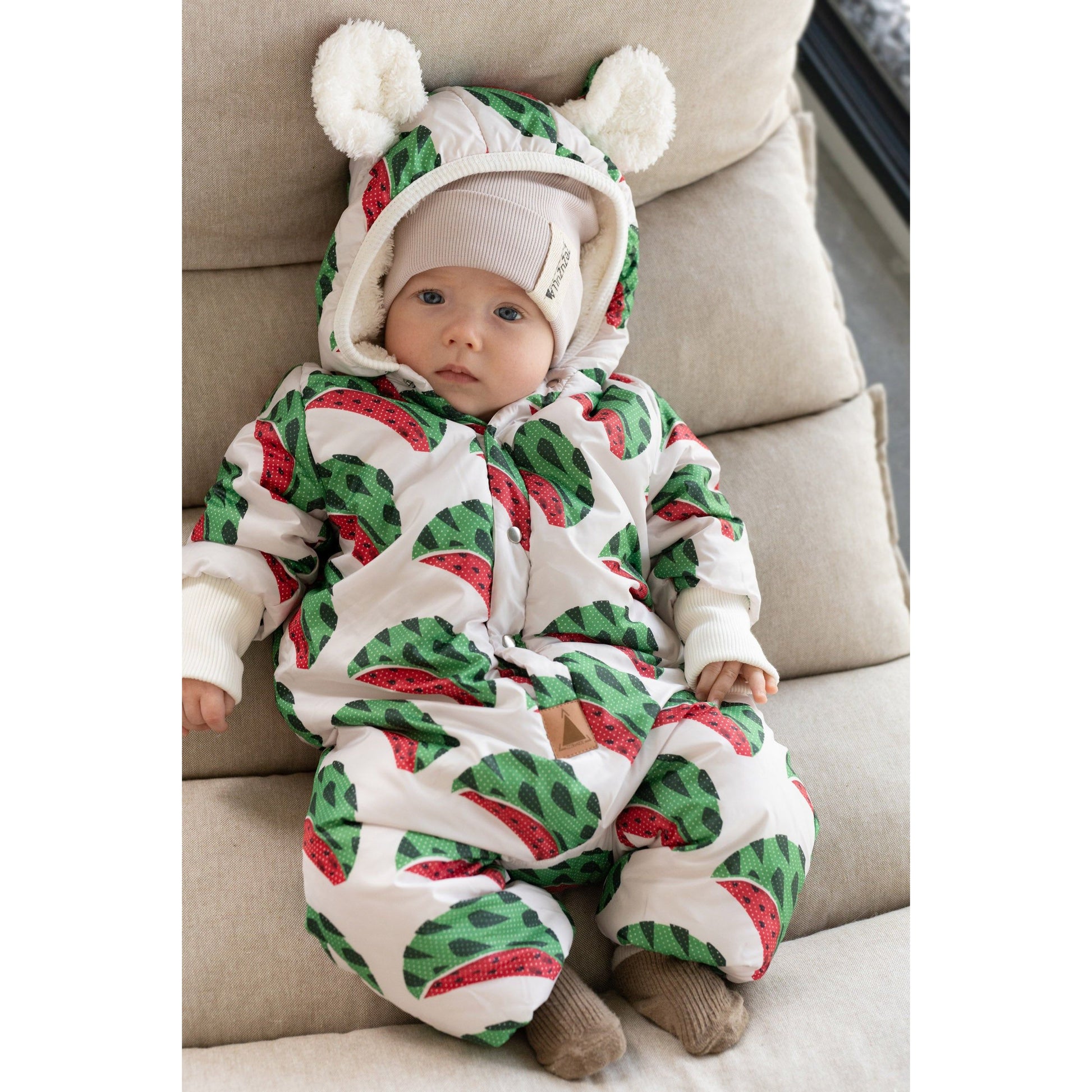 Winter Jumpsuit with Teddy Lining for Babies and Kids - Watermelons
