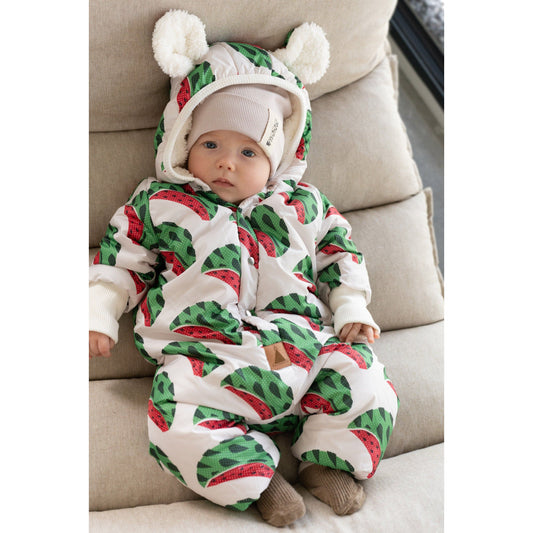 Winter Jumpsuit with Teddy Lining for Babies and Kids - Watermelons