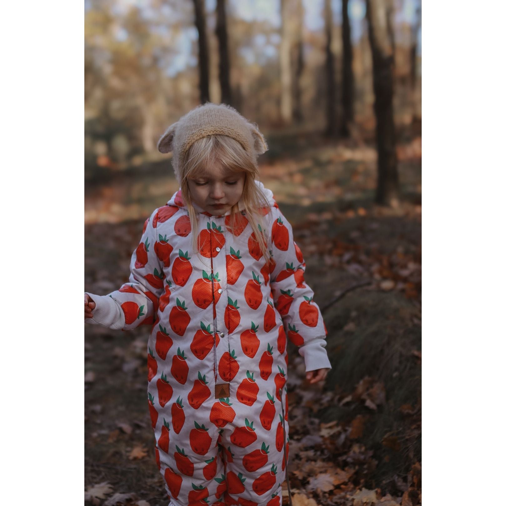 Winter Jumpsuit with Teddy Lining for Babies and Kids - Strawberries