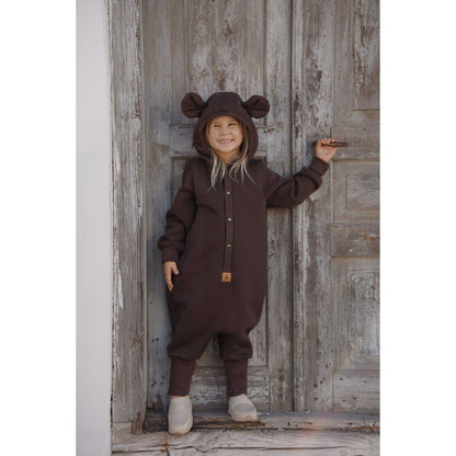 Eared Jumpsuit for Babies and Kids - Chocolate