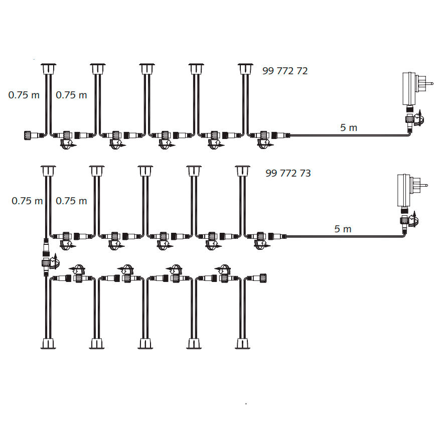 LED-terassivalot KOS 5kpl x 0,2W 3000K, IP67