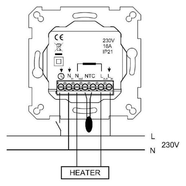 YHDISTELMÄTERMOSTAATTI  OPAL ECOEASY 16 IP21 16A M