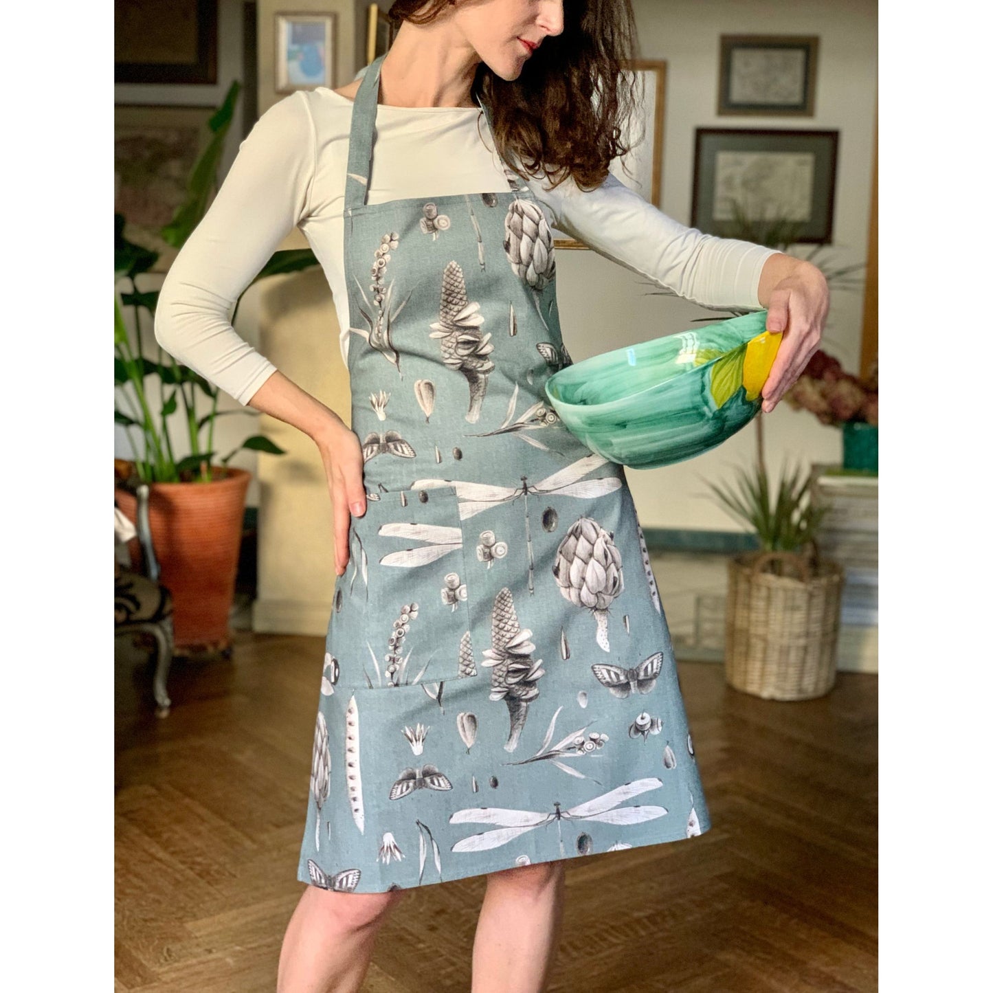Ladies' Apron - Seeds Aqua