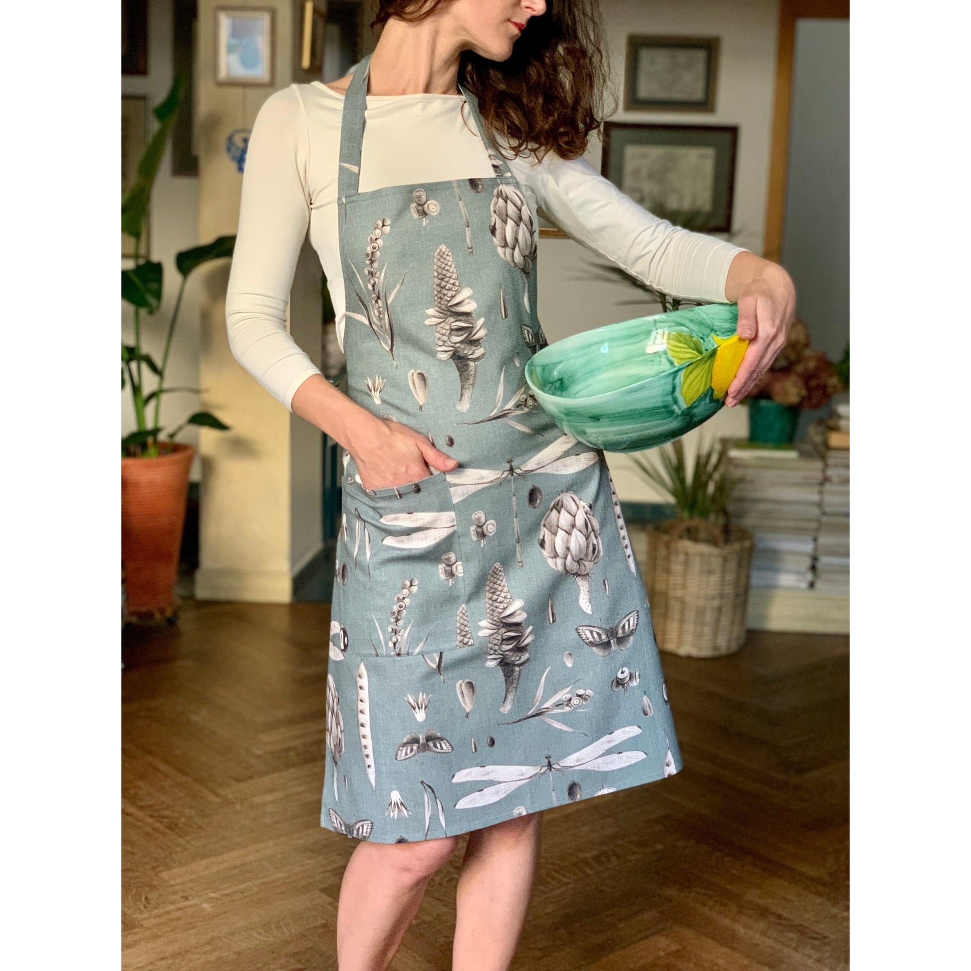 Ladies' Apron - Seeds Aqua