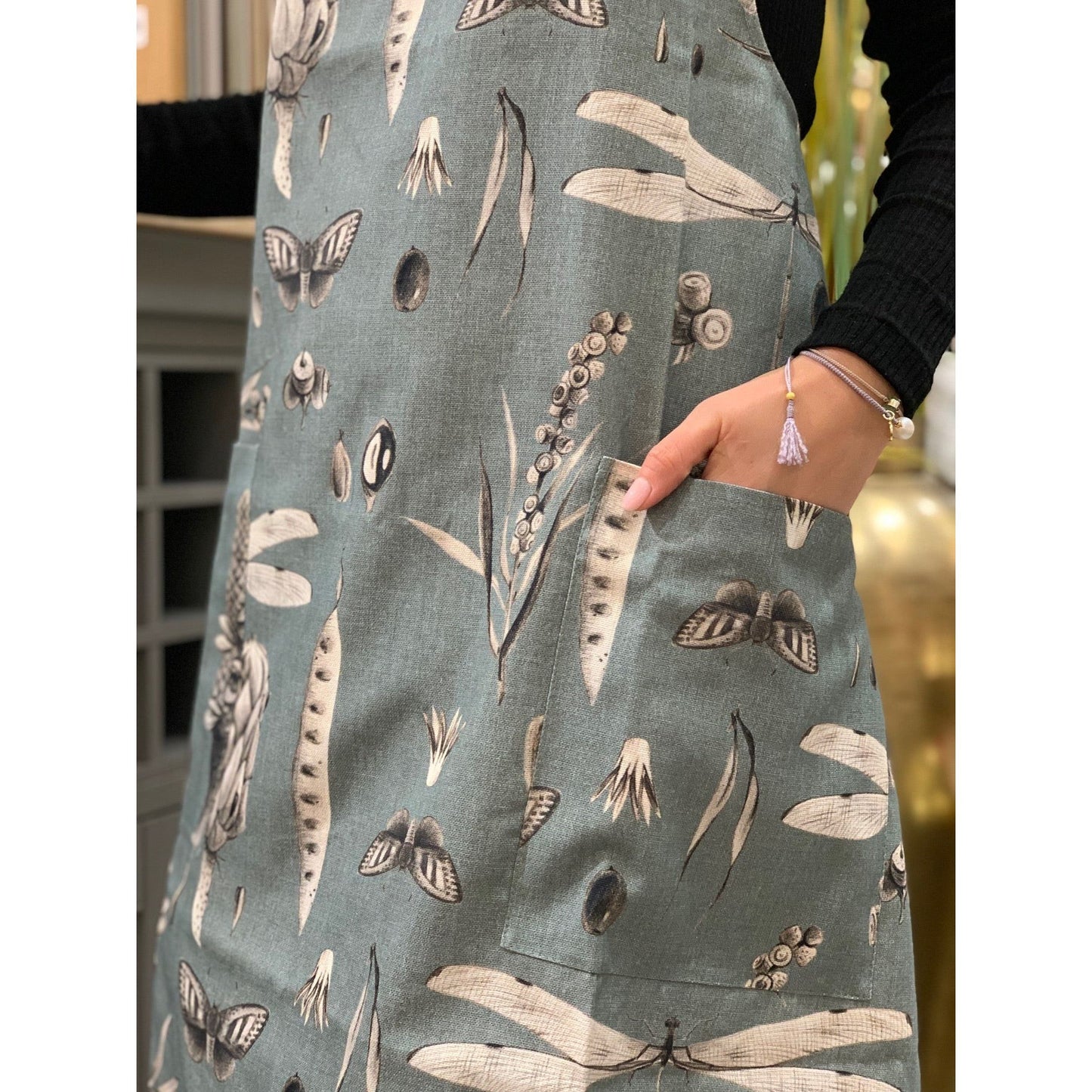 Ladies' Apron With Crossed Straps - Seeds Aqua