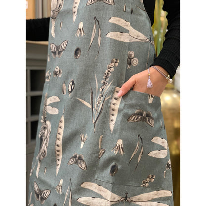 Ladies' Apron With Crossed Straps - Seeds Aqua