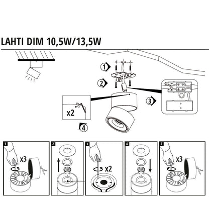 9W 3000K LAHTI MINI LED-kattovalaisin valkoinen 550lm CRI90, himmennettävä