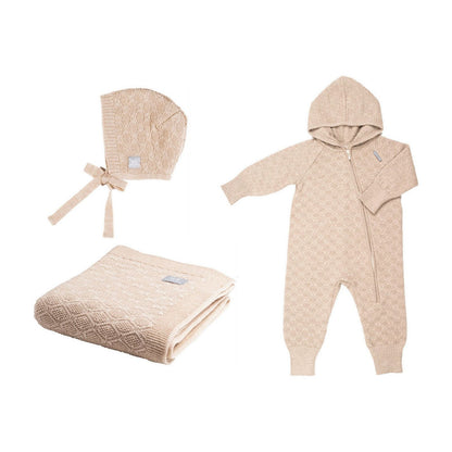 HAPPINESS Gift Set For Baby - Blanket, Romper and Bonnet
