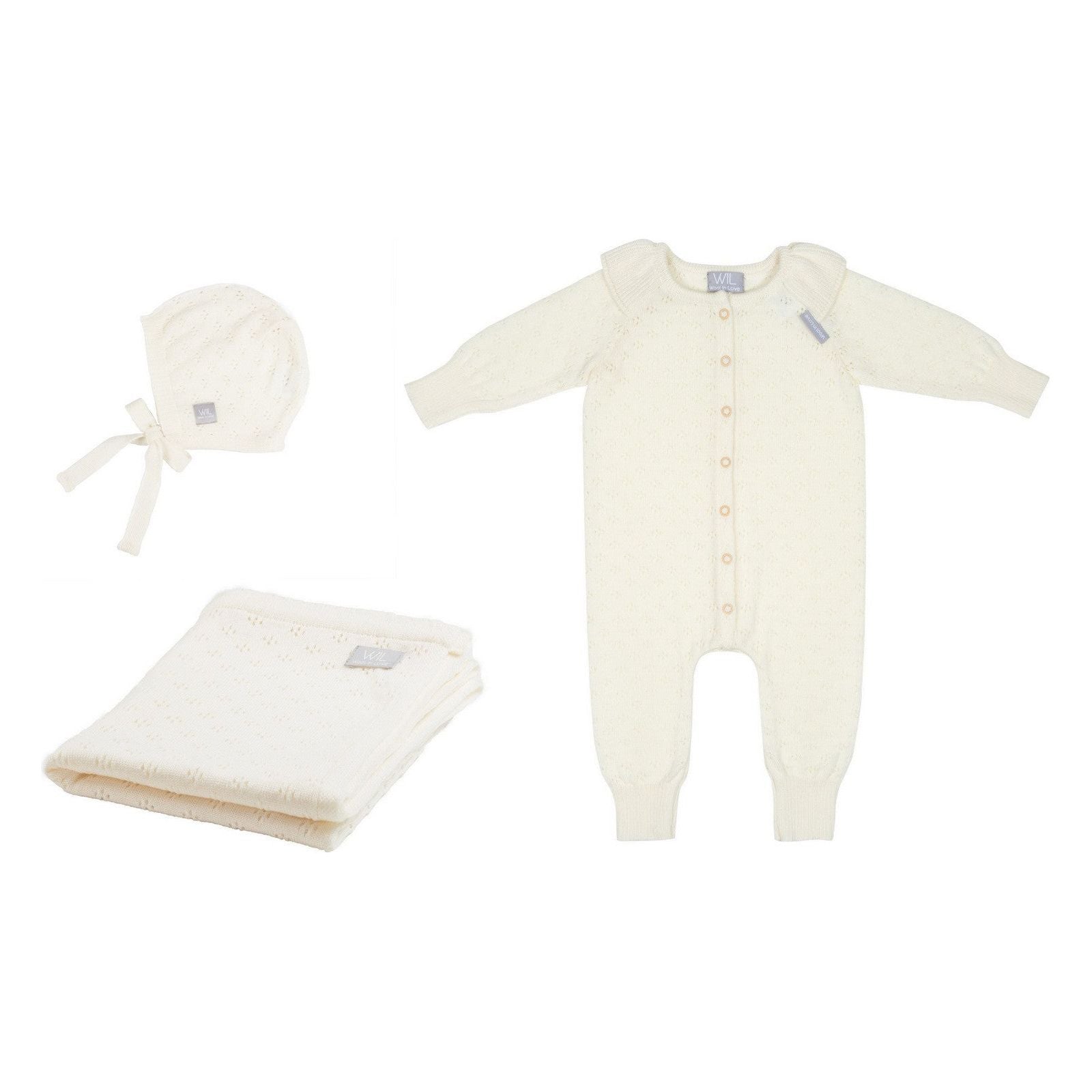 LOVE Gift Set For Baby - Blanket, Romper and Bonnet